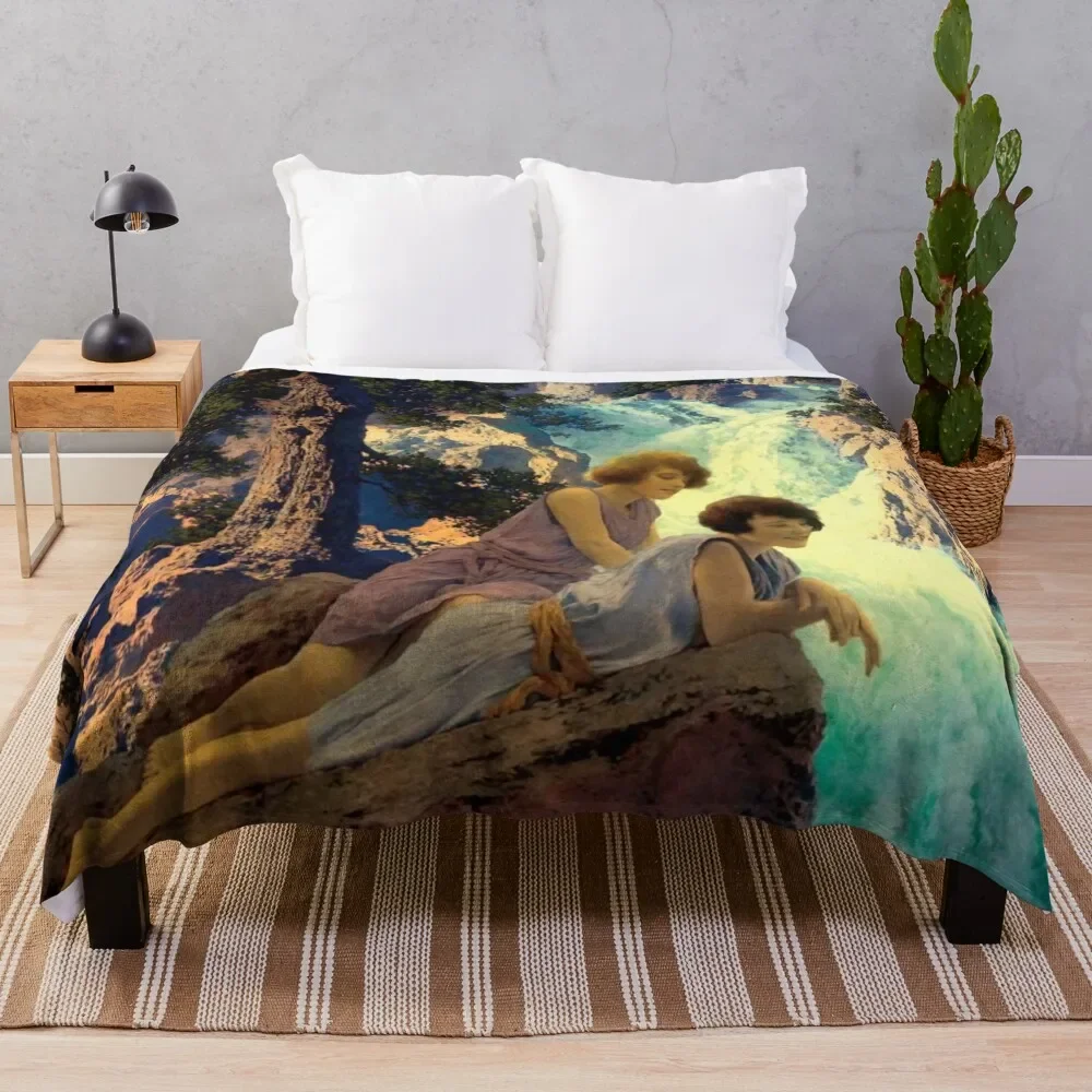 Maxfield Parrish. Waterfall Throw Blanket Cute Sleeping Bag blankets and throws Blankets