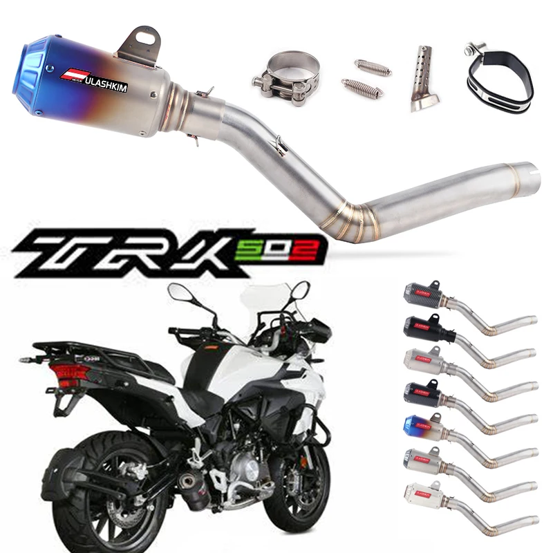 Slip On Exhaust For Benelli TRK 502 DB-Killer TRK502 Motorcycle Muffler Pipe Racing Full Exhaust System Exhaust Middle Link Pipe