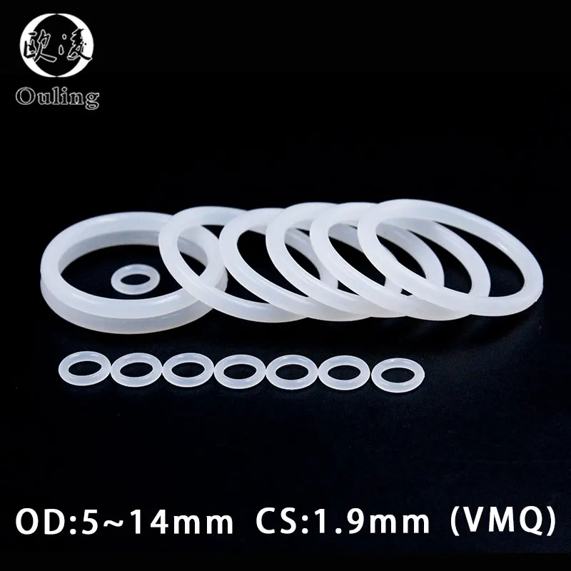 

10PCS/lot Ring Silicone Oring CS1.9mm Thickness OD5/5.5/6/6.5/7/7.5/8/8.5/9/9.5/10/10.5/11/11.5/12/12.5/13/14 Seal Rubber Gasket