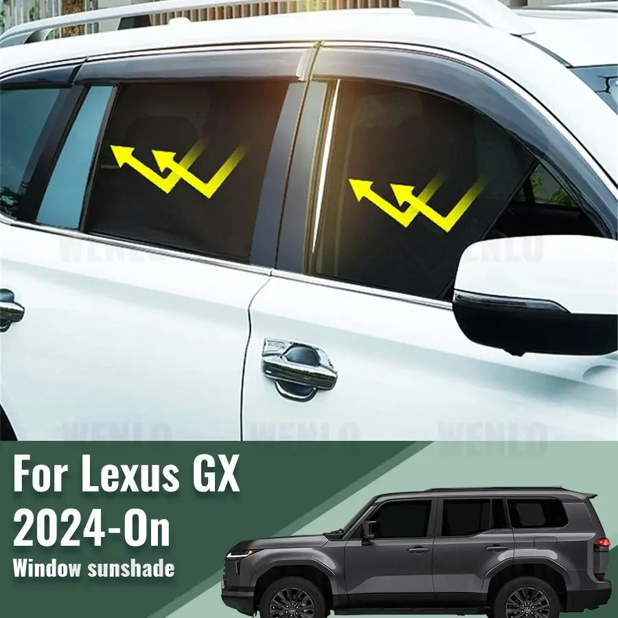 

For Lexus GX 2024 Side Baby Window Sun Shade Visor Magnetic Car Sunshade Shield Front Rear Windshield Frame Curtain