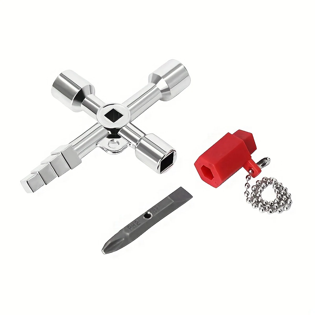 4 In 1 Universal Cross Triangle/Square/Round Key, 4 Ways Multifunction Alloy Key Wrench For Train