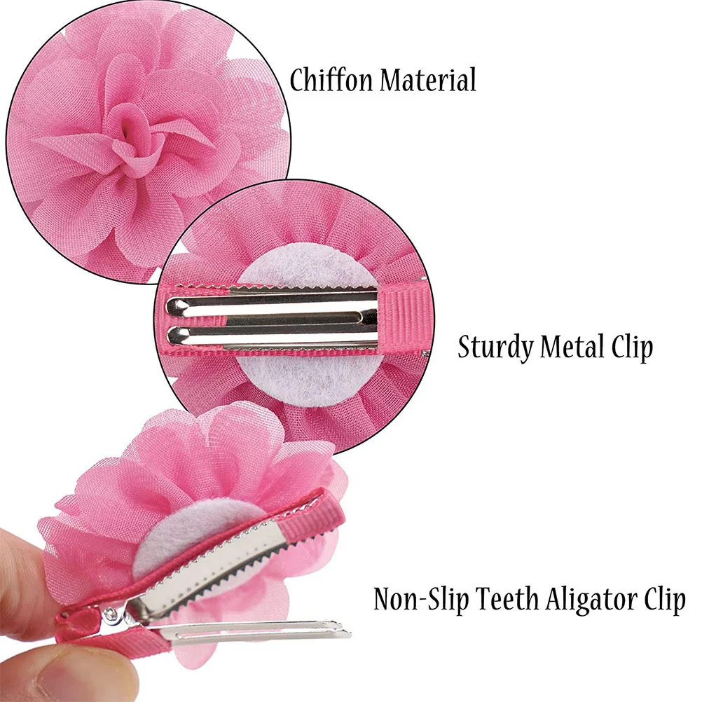 

20Pcs Flower Hair Clips Chiffon Hair Accessories Birthday Party Barrettes Chiffon Flower Hairpin