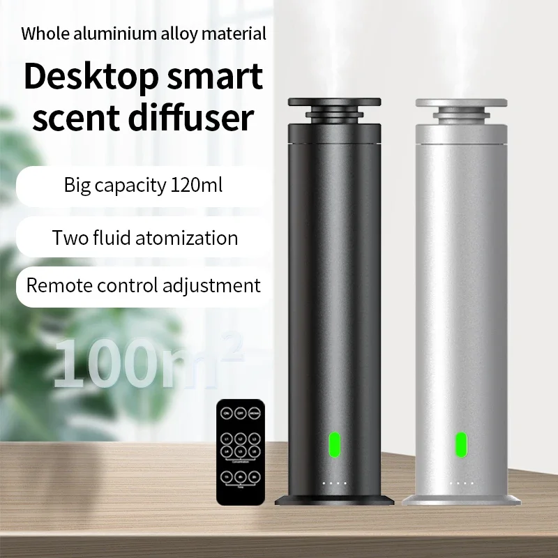 Luxury Hotel Studio Scent Diffuser Machine Cylindrical silver black waterless Large space essential oil tower aroma diffuser