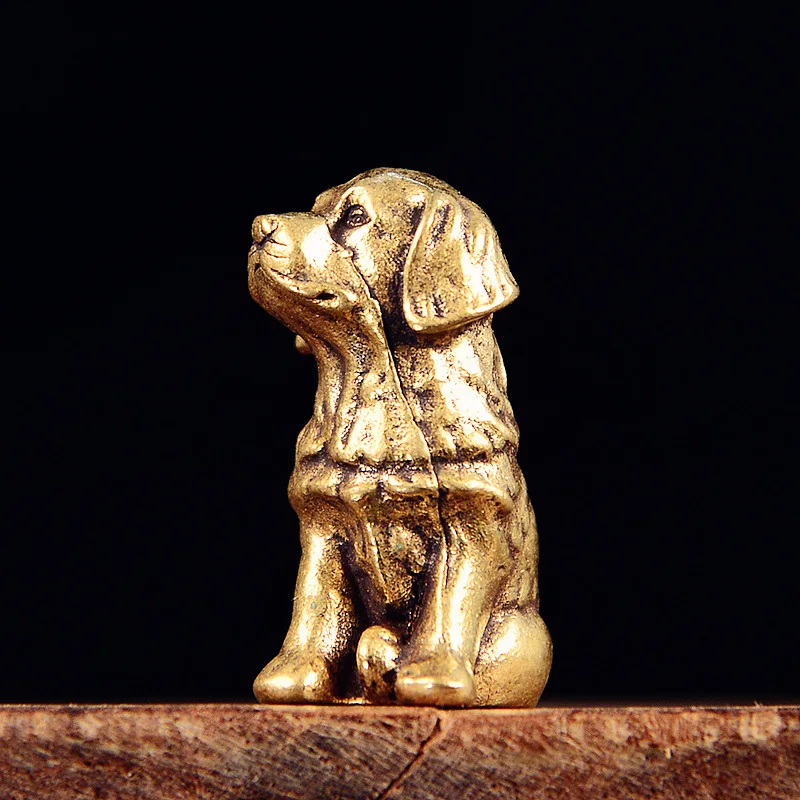 Antique Copper Ornament Wealth-Enhancing Brass Dog Personalized Retro Solid Zodiac Dog Ornament Tea