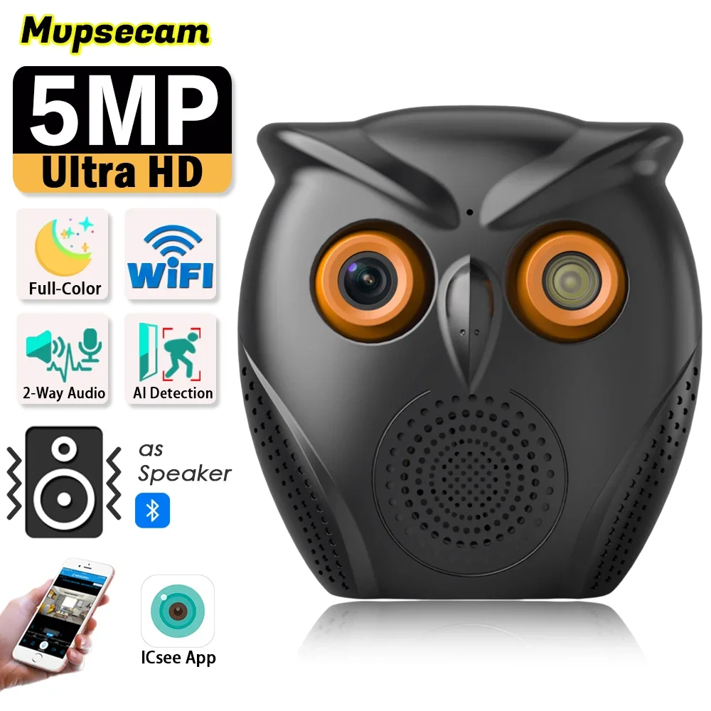 iCSee Smart Wifi Camera With Speaker Wireless CCTV Home 5MP HD Surveillance Camera WiFi Human Detection Baby Monitor Owl Shape