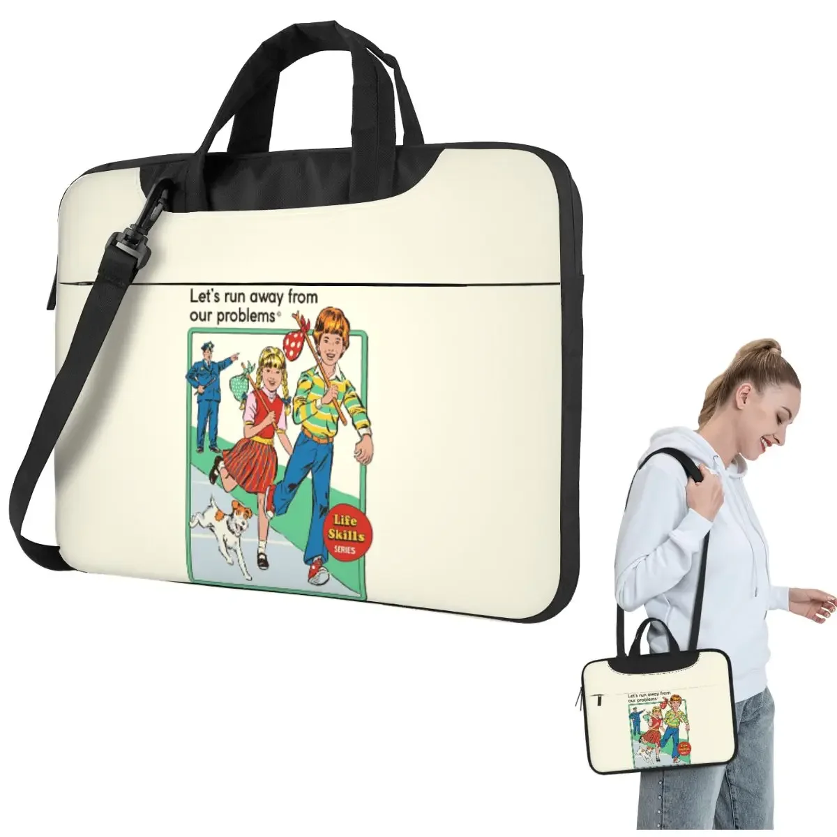 

Let's Run Away Crossbody Laptop Bag Case Computer Bag Resistant Protective Notebook Pouch for Macbook Pro