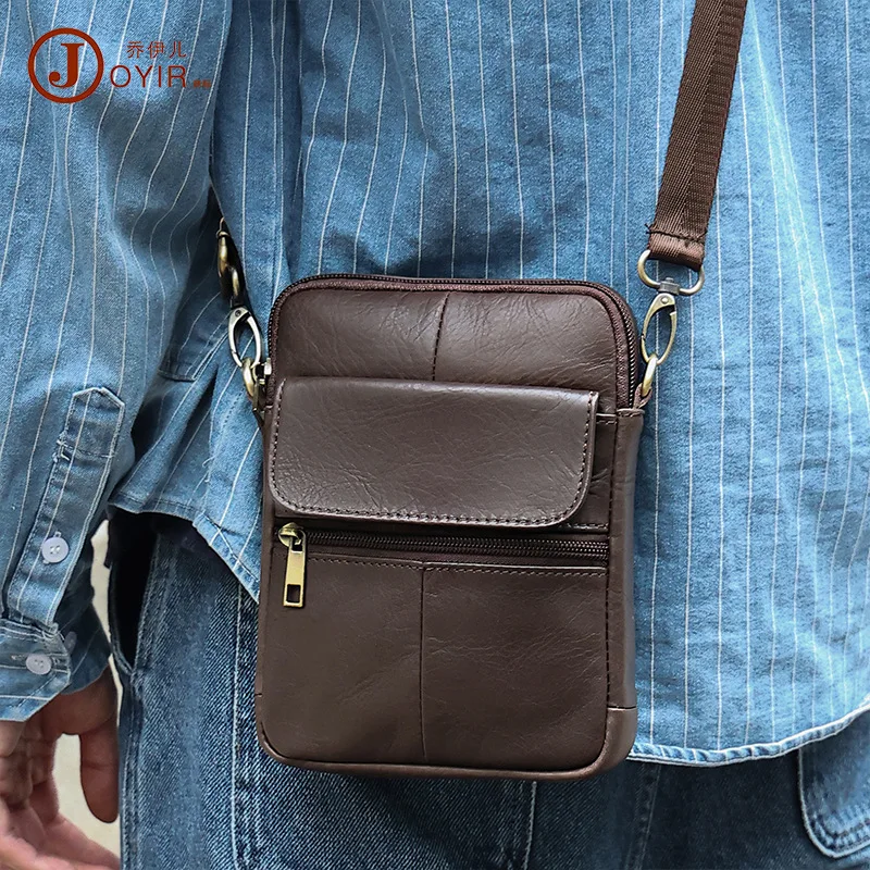 Genuine Leather Men's Messenger Bag Men's Bag Cross-Border New Arrival Mobile Phone Bag Cowhide Leather Single-Shoulder Bag Retr