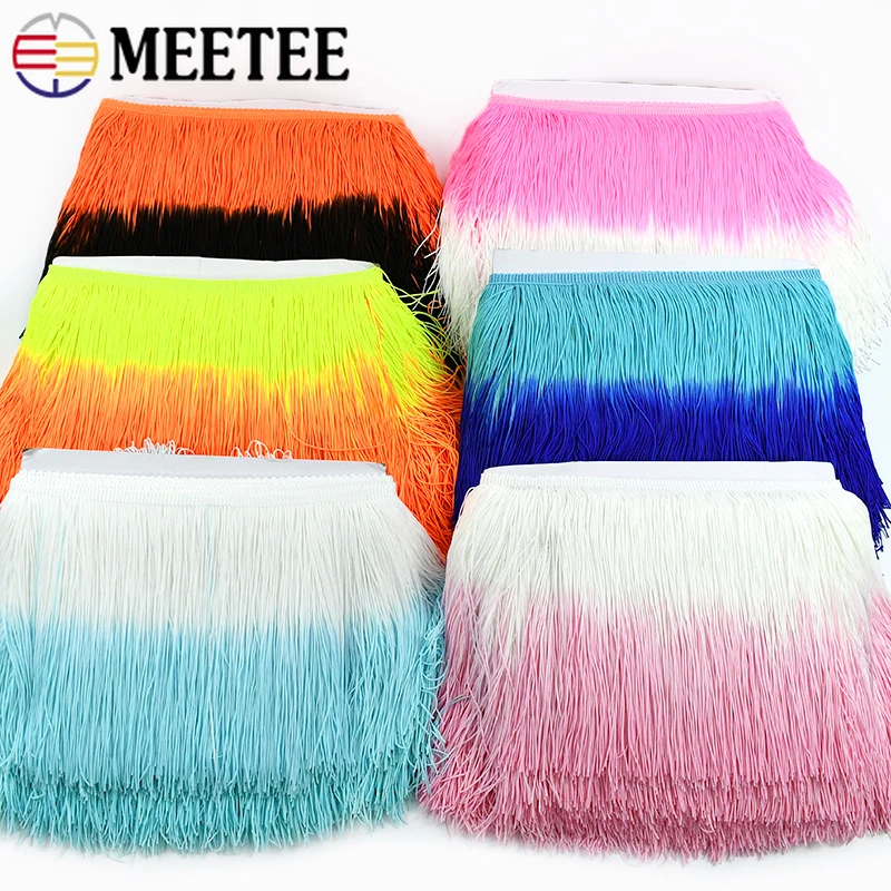 

1-5M 20cm Gradient Tassel Fringe Lace Trim Ribbon Latin Dress Stage Clothes Curtain Garment Tassels Decor DIY Sewing Accessories