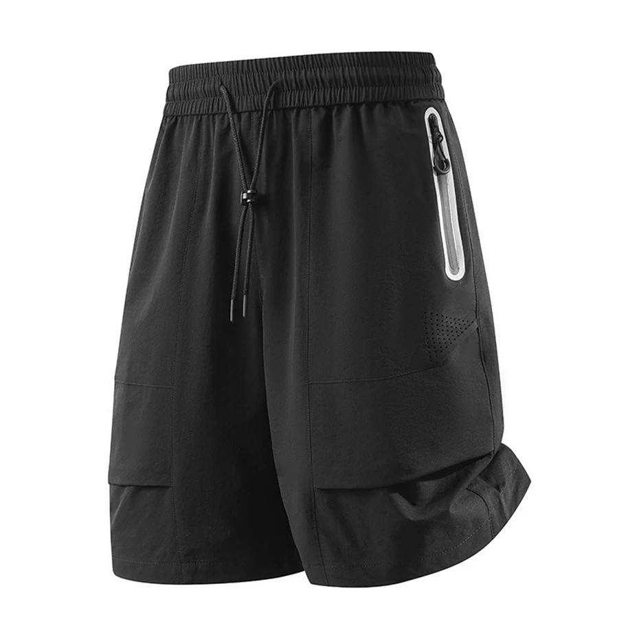 9XL Plus Size Summer Running Shorts Men Cool Shorts Summer Breathable Short Pants Male Fashion Casual Elastic Waist Shorts Black