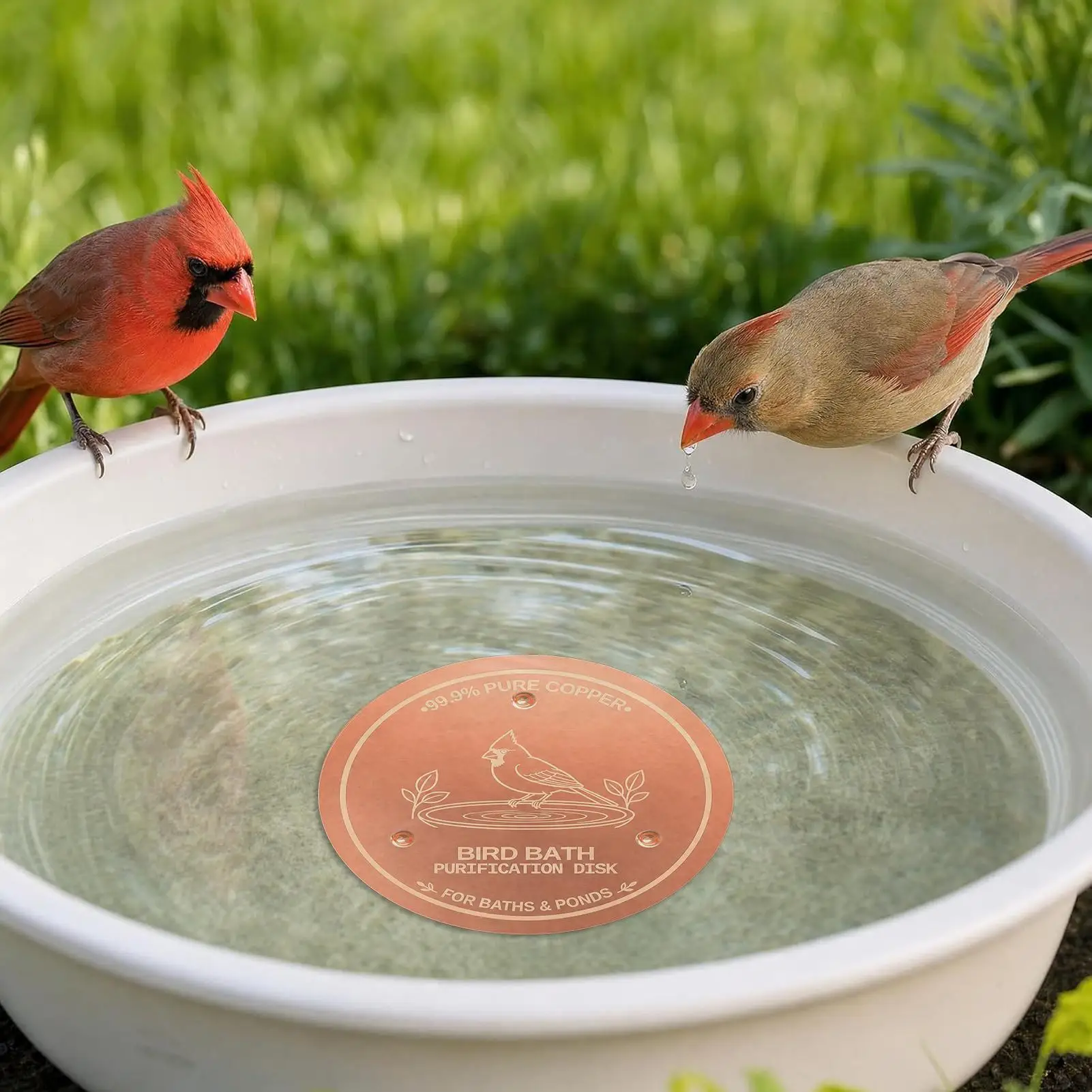 Copper Disc For Bird Bath Ponds Fountain Cleaner Purifier Triple Point Support Copper Plate Bird Bath For Ponds Outdoor Garden