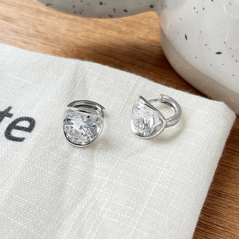 S925 Silver Irregular Circle Zircon Ear Cuff Nickel Free Hypoallergenic Minimalist Wholesale Dainty Jewelry for Women