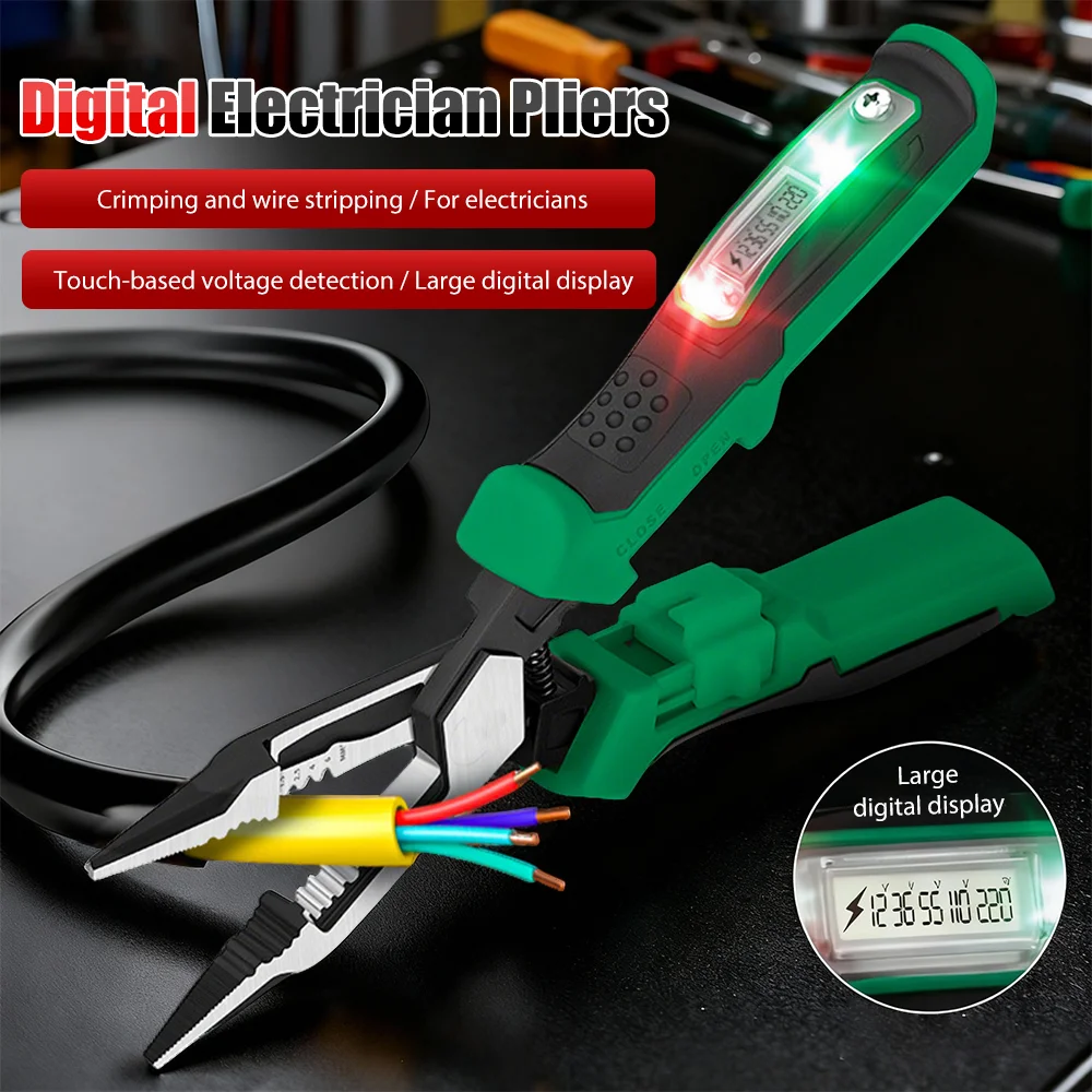 

Новый инструмент для зачистки проводов с цифровым дисплеем, многофункциональные обжимные клещи для электрика, тестовая ручка, электрические измерения