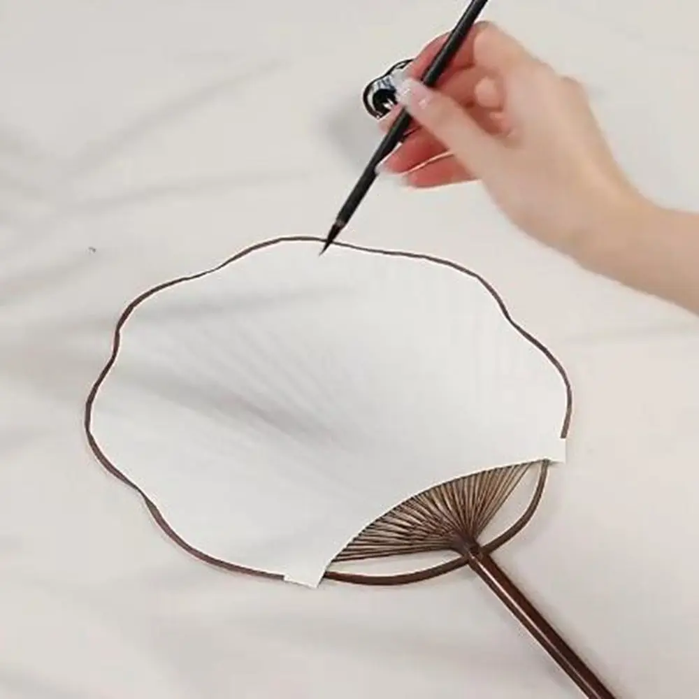 Portable Bamboo Blank Paper Fan Chinese Style with Tassel Handheld Fan Decorative Rice Paper Fan Outdoor