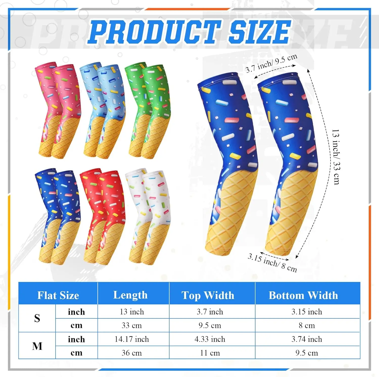 Youth/Adult Ice Cream Baseball Arm Sleeves - alternate angle