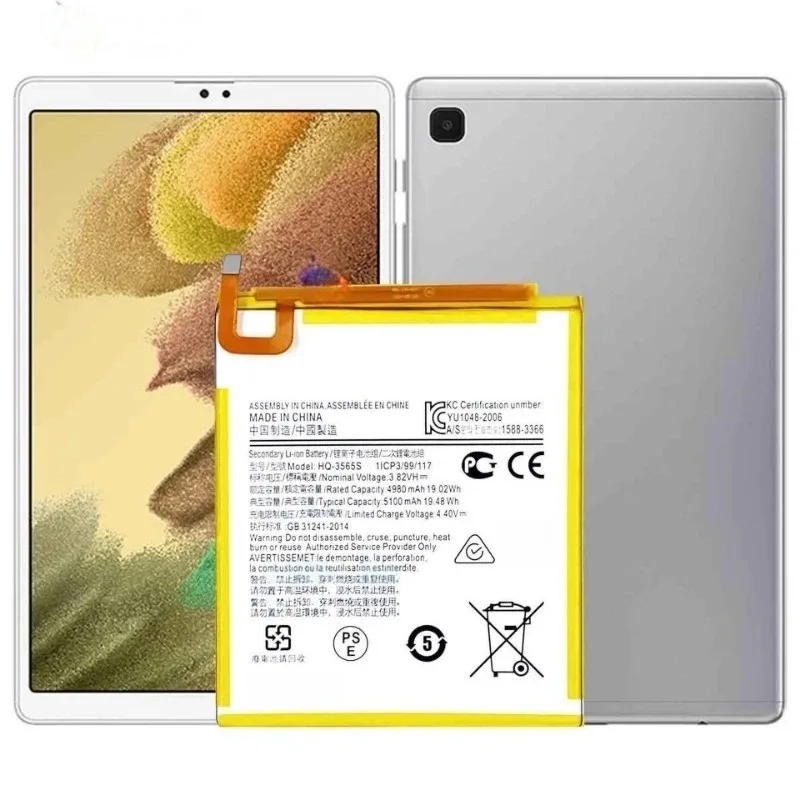 Новый аккумулятор для планшета HQ-3565S 3,82 В, 5100 мАч для Samsung Galaxy Tab A7 Lite 8,7 2021 SM-T225N/T225C/T220/T225, вольт T220 HQ-3565N