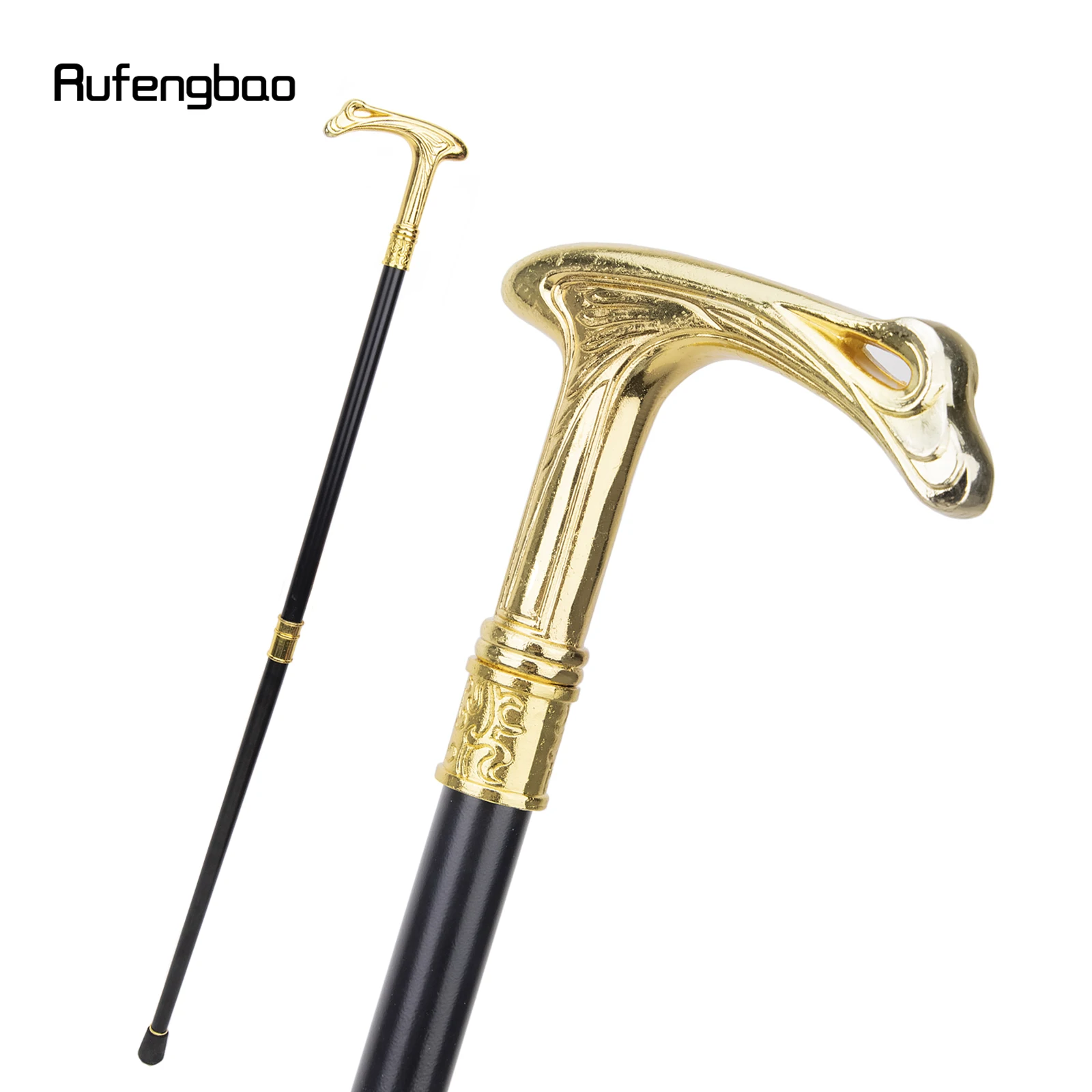 

Gold Luxury Flow Line Type Walking Cane Fashion Decorative Walking Stick Gentleman Elegant Cosplay Cane Knob Crosier 93cm