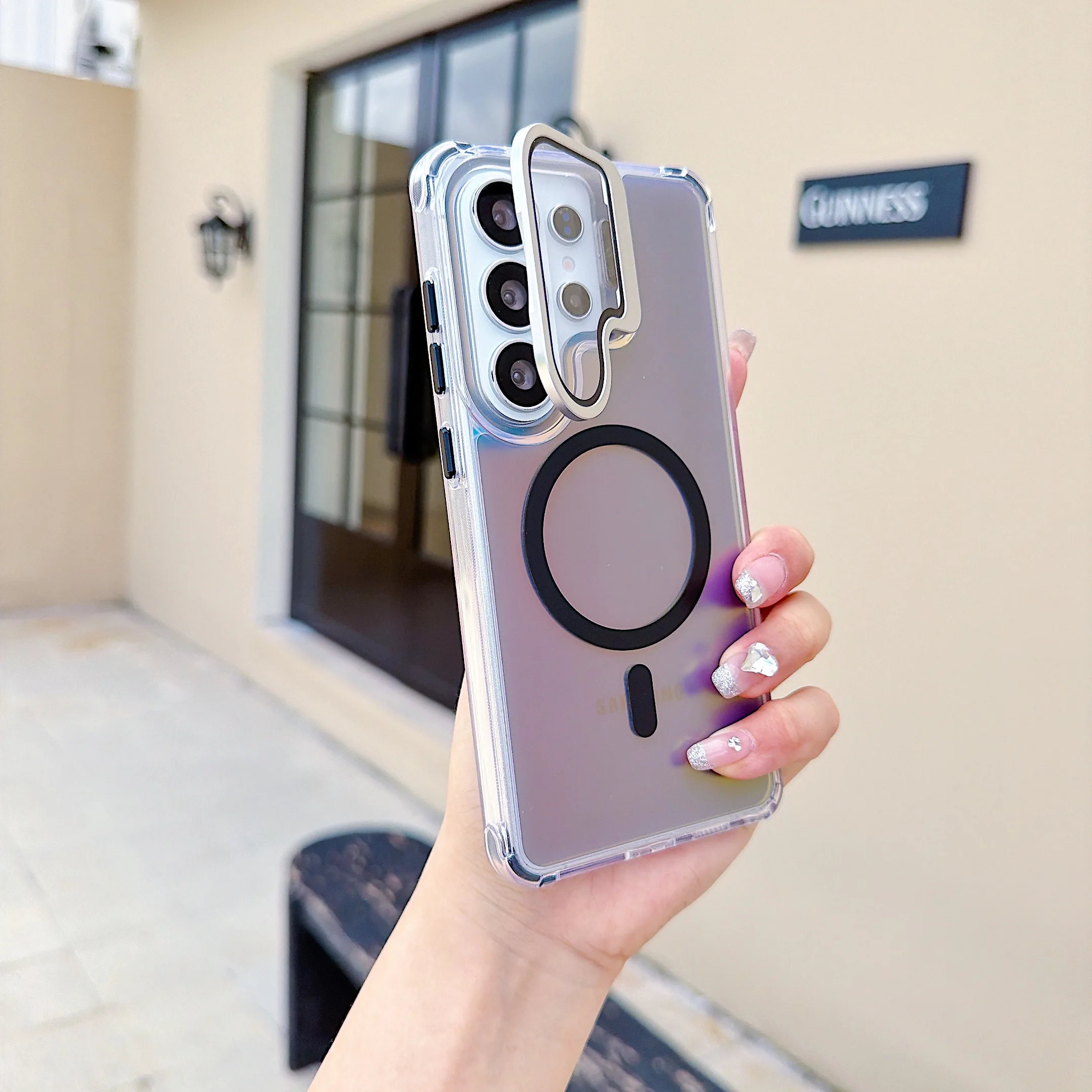 Chameleon Colorful Stand Glass Lens Cover Magnetic Case for Samsung S26 S25 S24 FE A57 A36 A37 A56 A17 A26 Fall Protection Cover