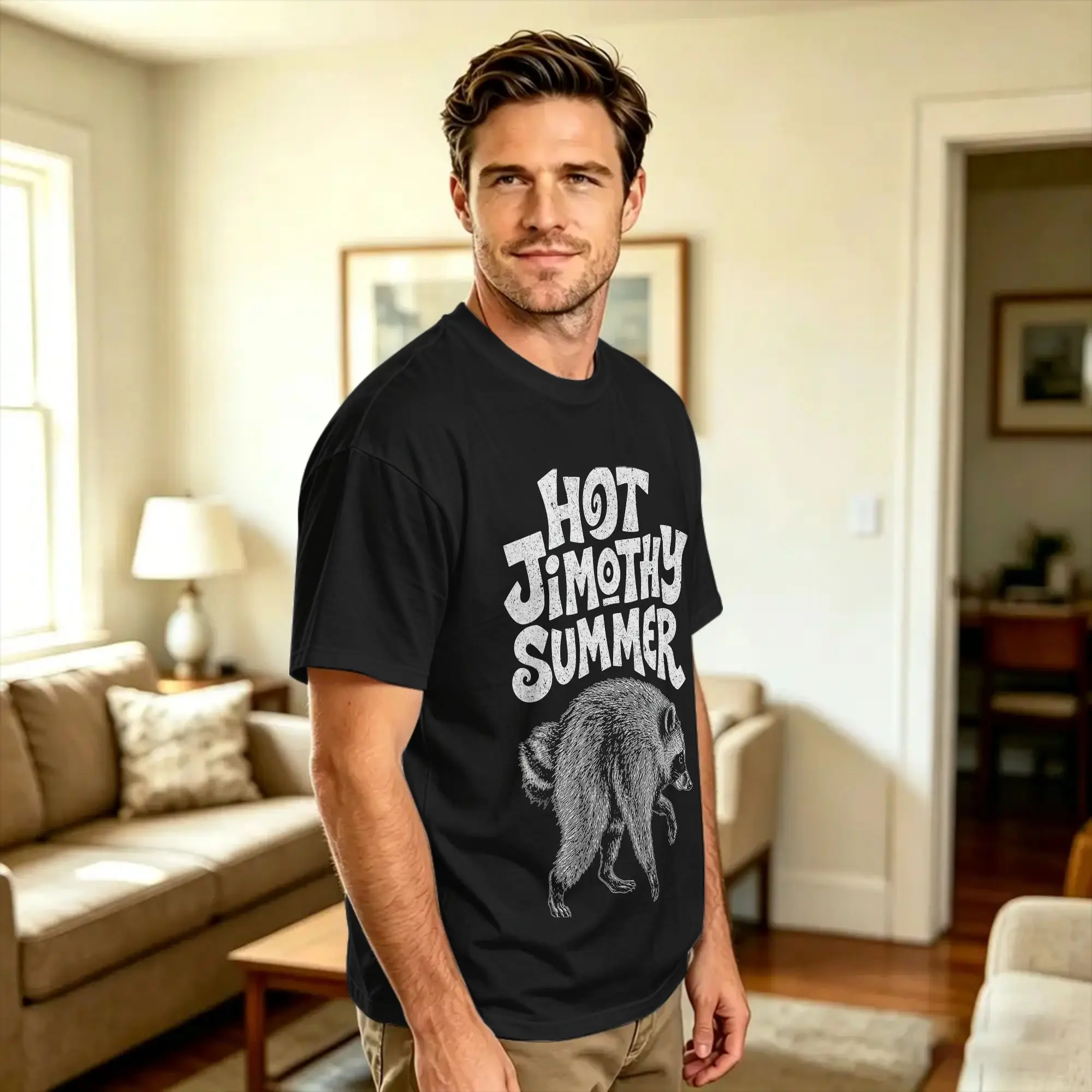 Streetwear T-Shirt Summer Hot Jimothy Summer Timothy Raccoon Stay Weird Fashion T Shirts  100 Cotton Tshirt for Man Top Tees