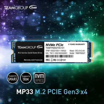 팀 그룹 MP33 512GB 1TB SLC 캐시 3D NAND TLC NVMe 1.3 PCIe Gen3x4 M.2 2280 내부 솔리드 스테이트 드라이브 SSD, 최대 1800MB/s 