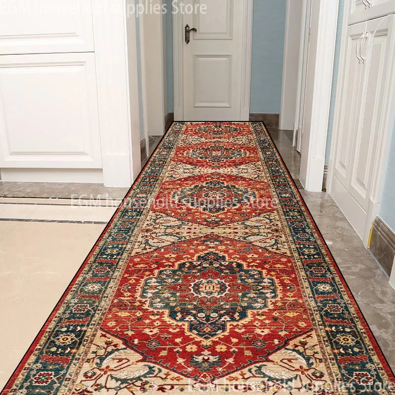 

Persian Style Living Room Hall Carpet Long Hallway Corridor Rugs Non-slip Stairs Decor Runner Rug Kitchen Mat Size Customized