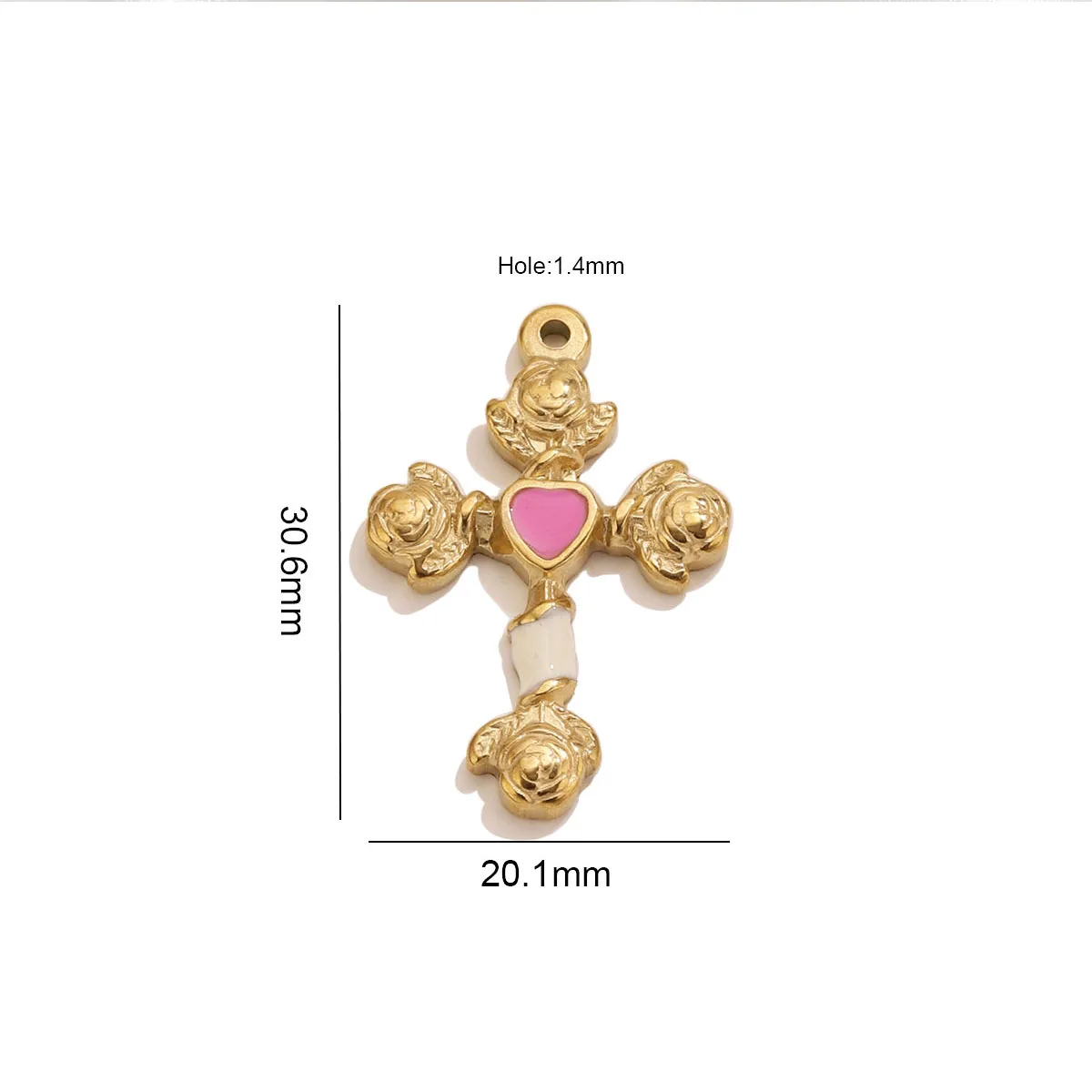 5pcs Enamel Rose Heart Cross Pendants 18k Stainless Steel DIY Necklaces Earrings French Women Jewelry Accessories Wholesale Bulk