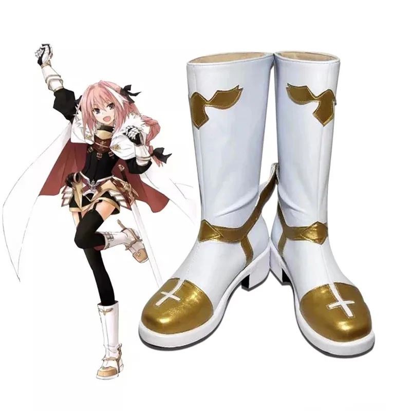 Fate Grand Order Rider Astolfo Cosplay Shoes PU Leather Anime Cosplay Boots Halloween Party Costumes Props Accessories DGTUJ65GF