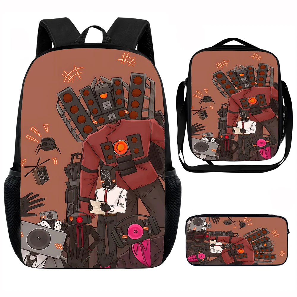 

Cartoon Anime Skibidi Toilet Child School Backpack with Lunch Bags ,Pencil Bags ,School Bags for Boys Girls Best Gift