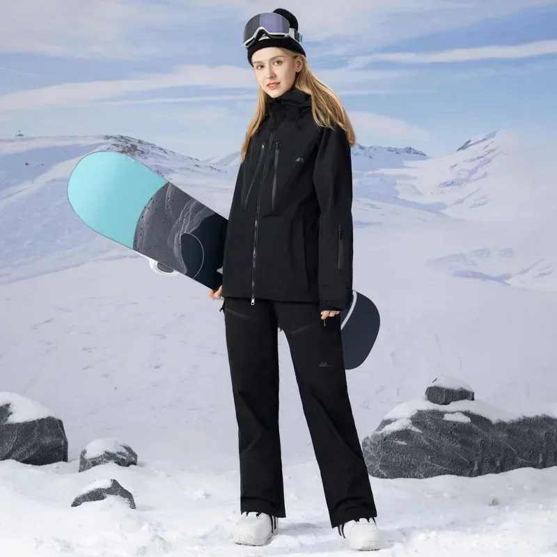 2025 novo quente ao ar livre inverno terno de esqui feminino à prova de vento à prova dwindproof água com capuz neve wear poliéster esporte respirável sólido conjuntos de esqui