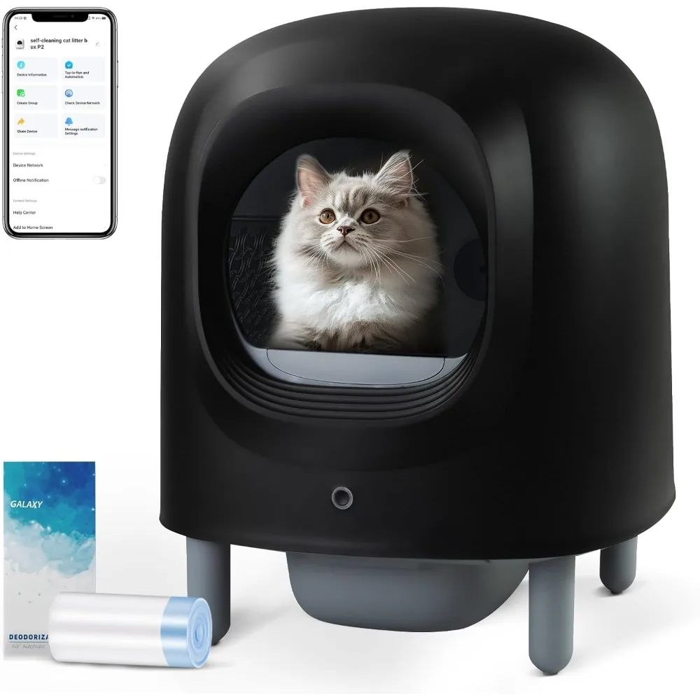 Self-Cleaning Cat Litter Box - with Safety Protection/Anti-Pinch/APP Control/Odor Control, 56L Automatic Cat Litter Box