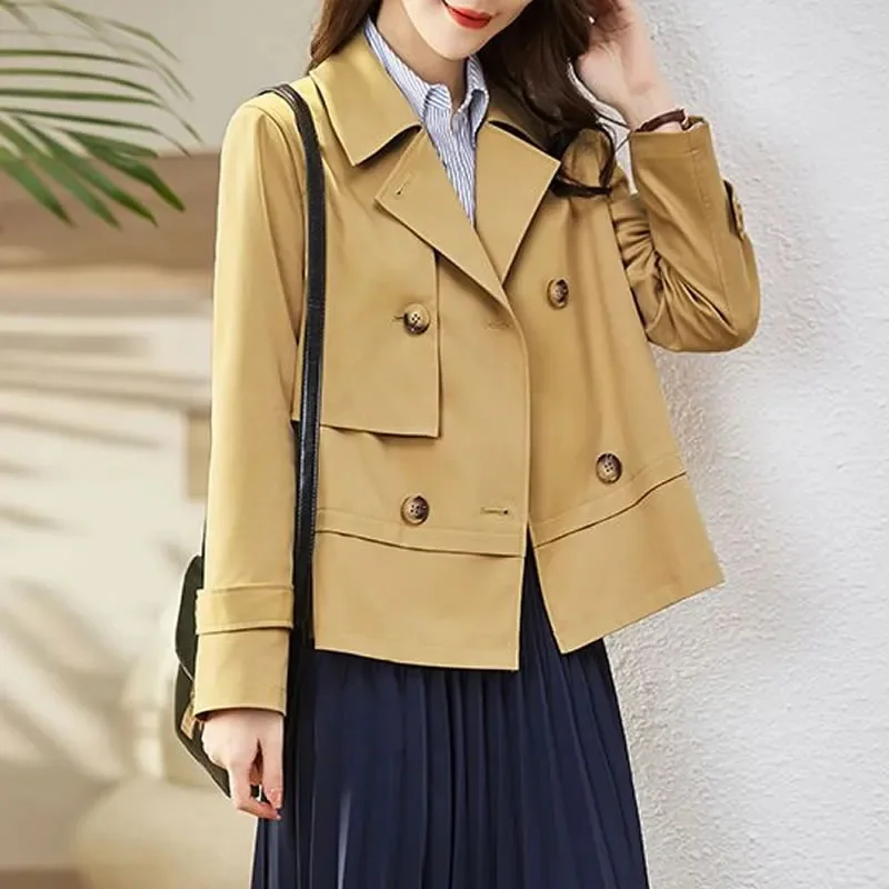 Lining Trench Coat Ladies 2025 Spring Autumn New High-Quality Windbreaker Jacket Woman Fashion Temperament Short Outerwear Tops