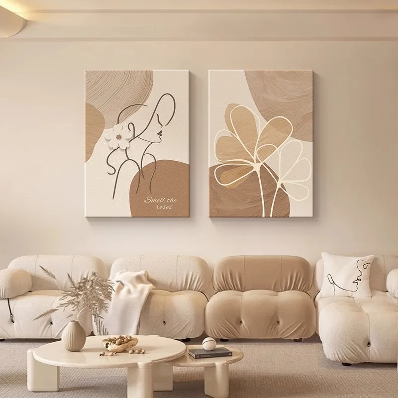 Abstract Line Art Wall Clock 30x40cm Wooden Cream Living Room Decor