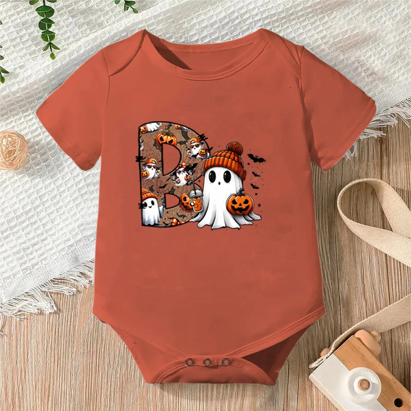 

Baby Rompers Funny Halloween A-Z 26 Alphabet Print Newborn Bodysuit 100% Cotton Short Sleeve Jumpsuit Letter B Girl Boy Clothes