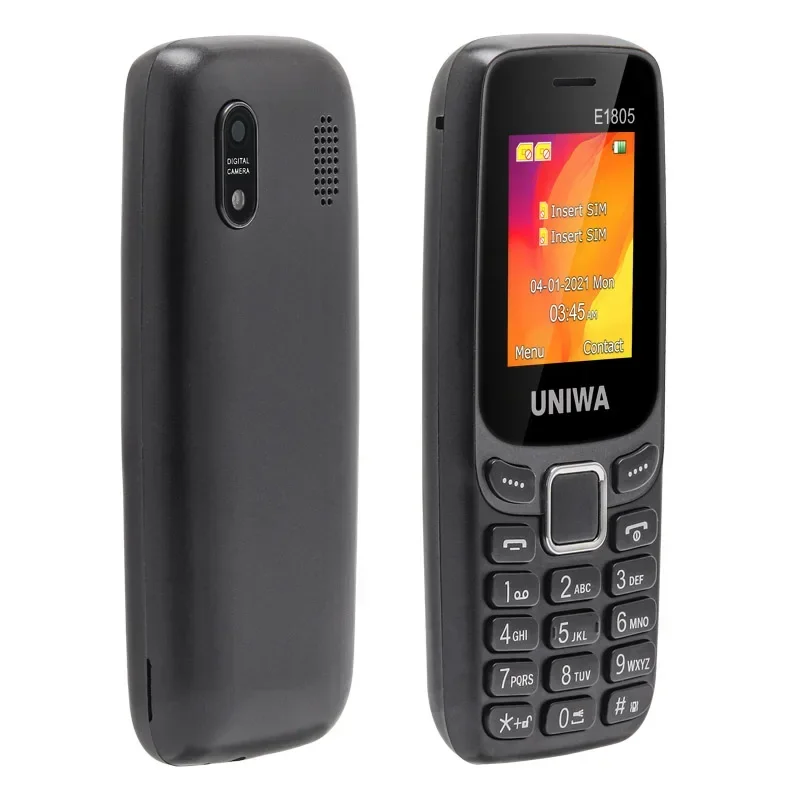 UNIWA E1805 GSM мобильный телефон с двумя SIM-картами, двойным режимом ожидания, 2G, функция телефона 1,77 дюйма, FM-радио, громкий динамик, телефон для пожилых людей, celular