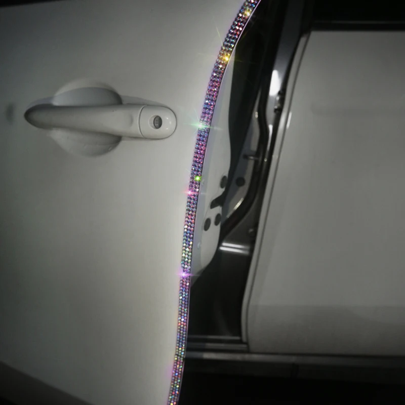 1.5x45cm Car Sticker Paste Protective Strips Bling Diamond Auto Door Sill Side Mirror Anti Scratch Tape Sparkle Car Accessories