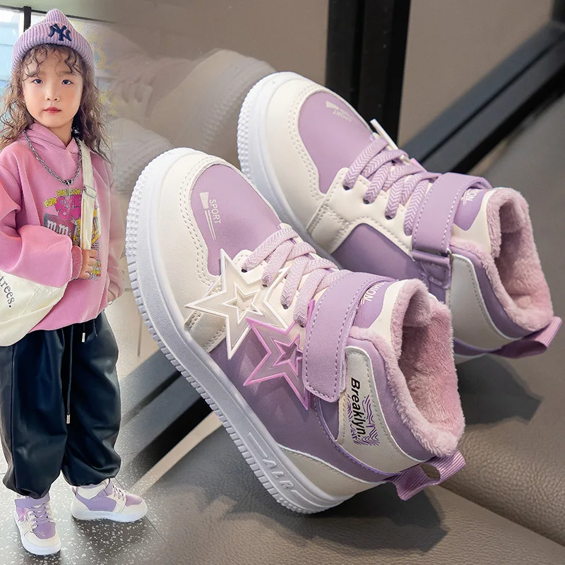 

Autumn Winter Girl Velvet Comfortable Sneakers Boy New Cotton Sneakers Children Anti-Slip Keep Warm Children's Shoes