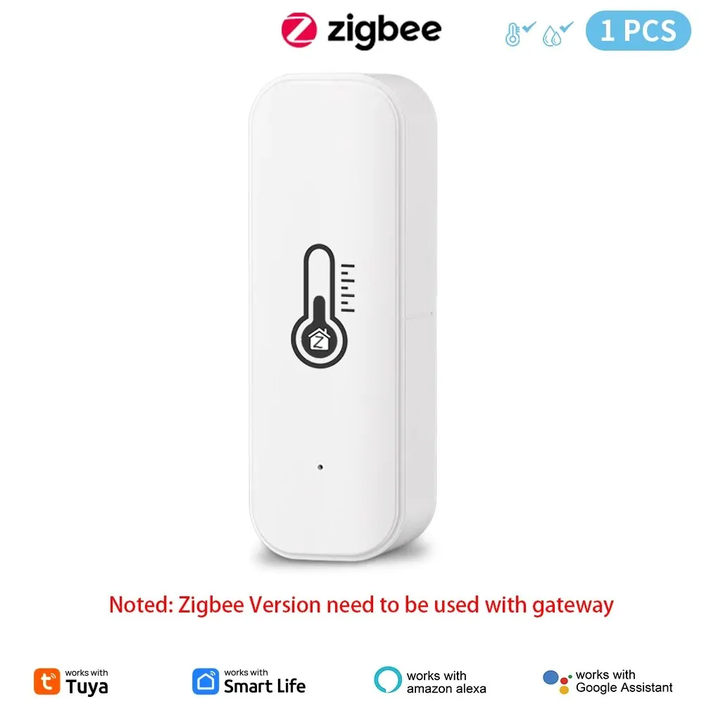 Tuya Zigbee of WiFi temperatuur-vochtigheidssensor Thuis aangesloten thermometer Compatibel met Smart Life Alexa Google Assistant