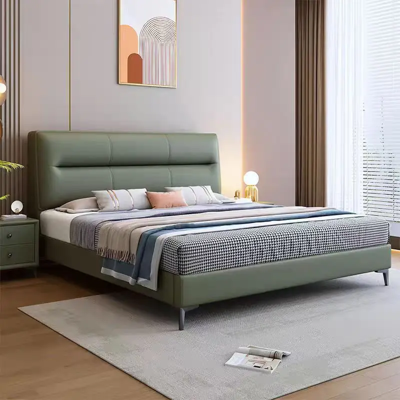 NNordz-Mobilier de chambre à coucher en peau de patte de chat, lit Queen/King Size, design de cadre, cuir doux italien, lits superposés pour la maison et l'hôtel