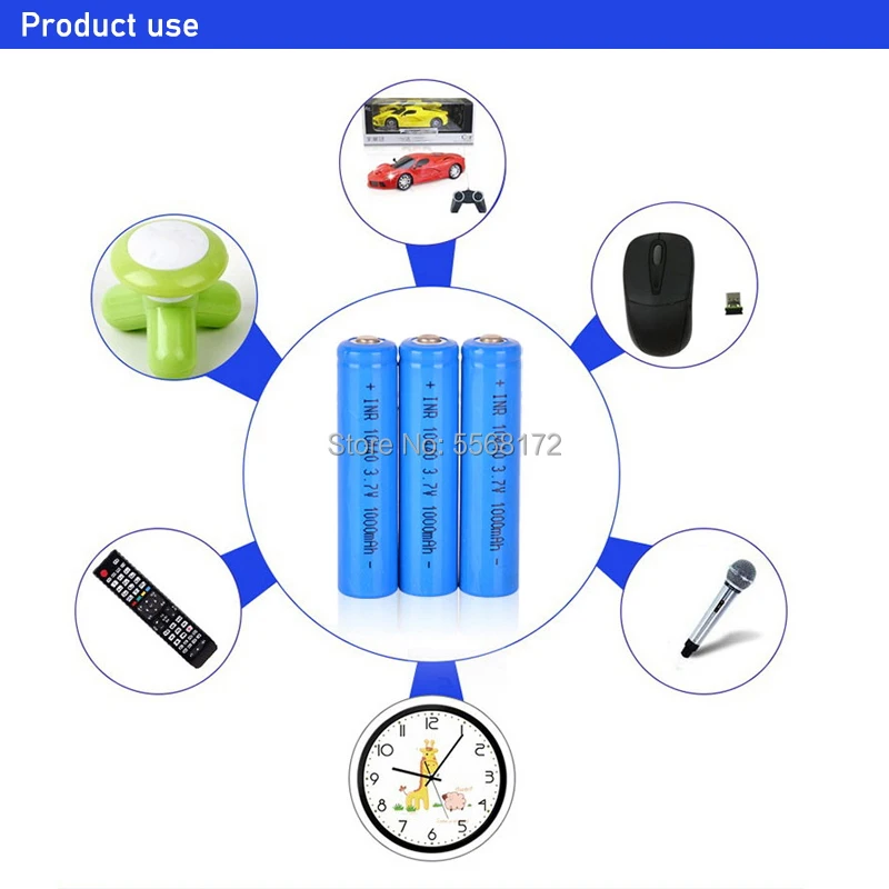 10440 capacity Battery 1000mAh 3.7V Rechargeable Lithium ion AAA Batteries Button Top Li-ion Batteries FLASHLIGHT SHAVER