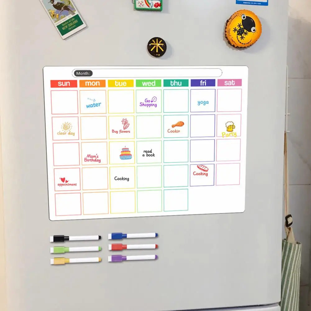 Stain-free Magnetic Calendar Magnetic Message Board Weekly Planner Organize Home Kitchen with An Erasable Writing Surface Fridge