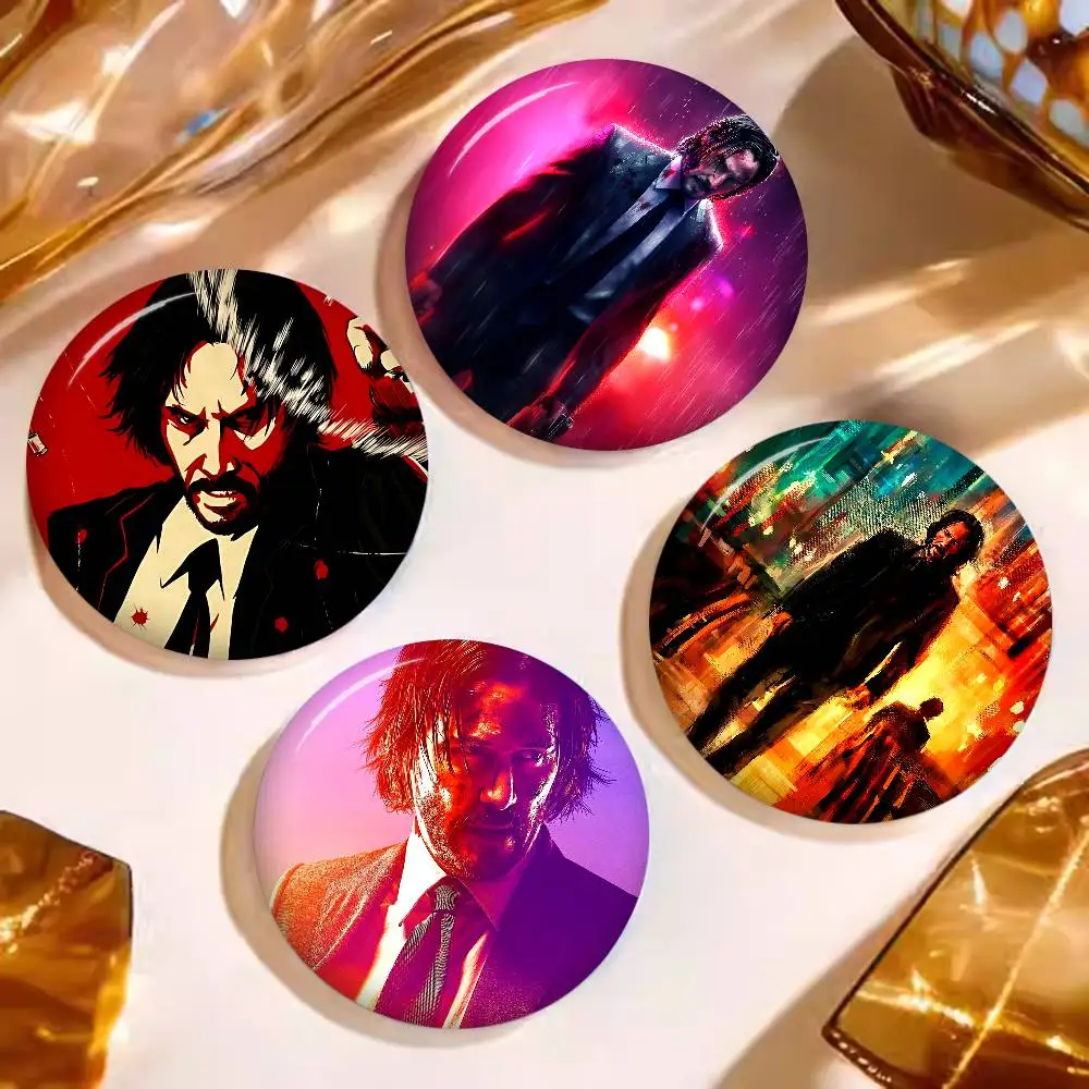 Action Movie J-John W-Wick Anime Button Pin Handmade Brooch for Clothes Cartoon Badge Backpack Decoration Jewelry Accessories
