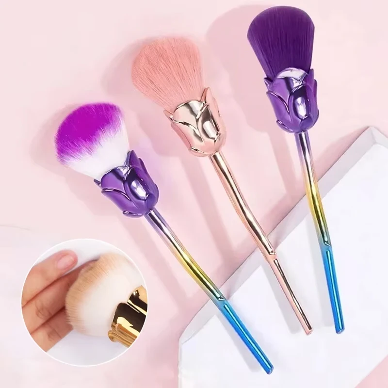 Rose Soft Brush For Manicure Nail Art Dust Brush Nail Dust Brush Gel Makeup Polish Dust Cleaning Brushes Nail Accesories Tools