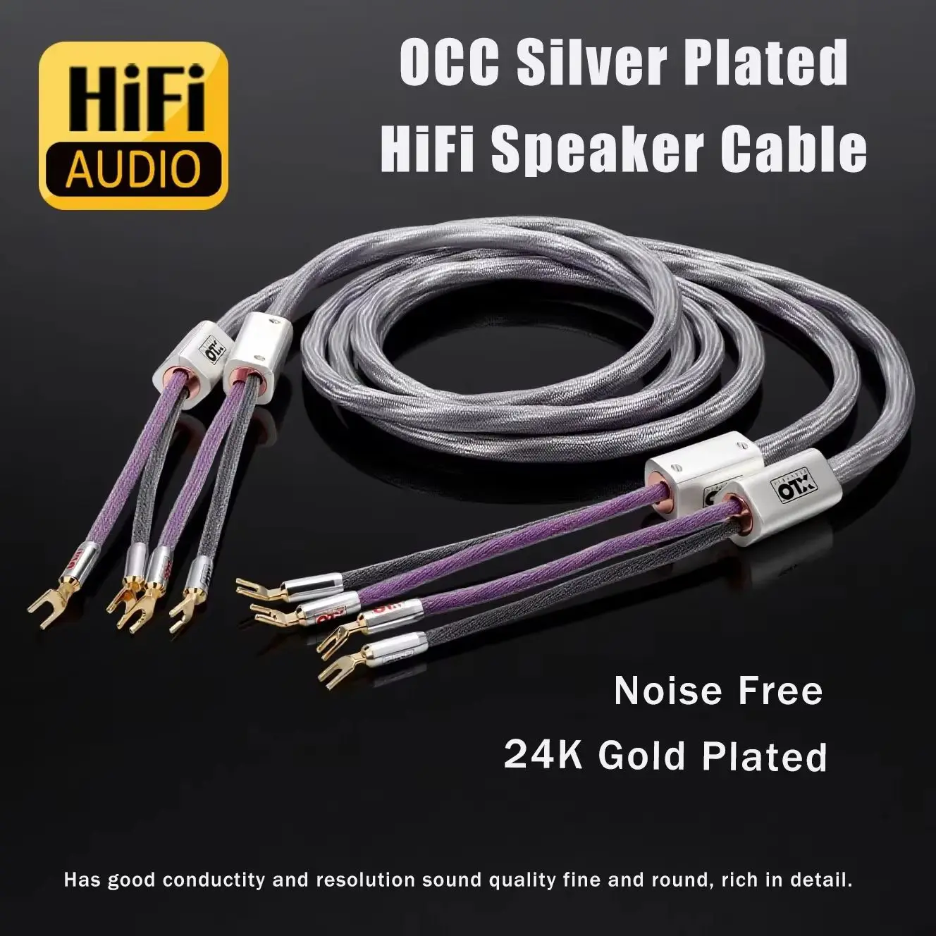 ペア XLO Signature3 OCC シルバーメッキスピーカーケーブルフィーバー Y スペードコネクタバナナプラグスピーカーワイヤー箱と袋なし