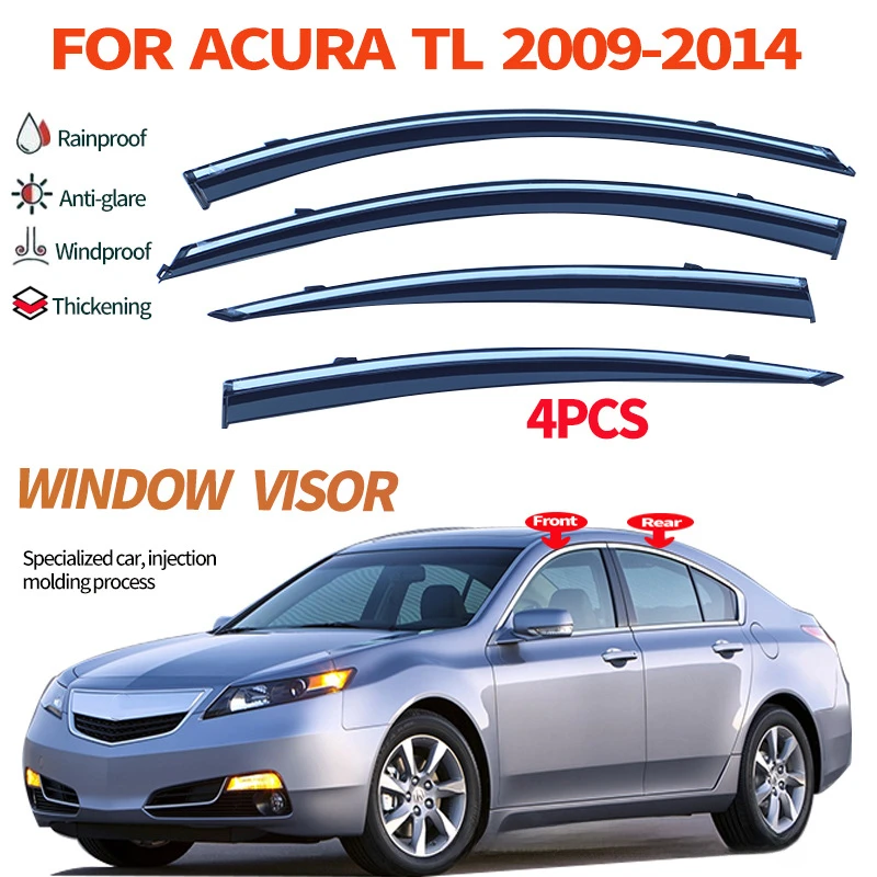 Windproof 4Pcs Car Rain Guard Visor Awnings & Shelters For ACURA TL 2009-2014 Weathershied Thickening Side Window Deflector