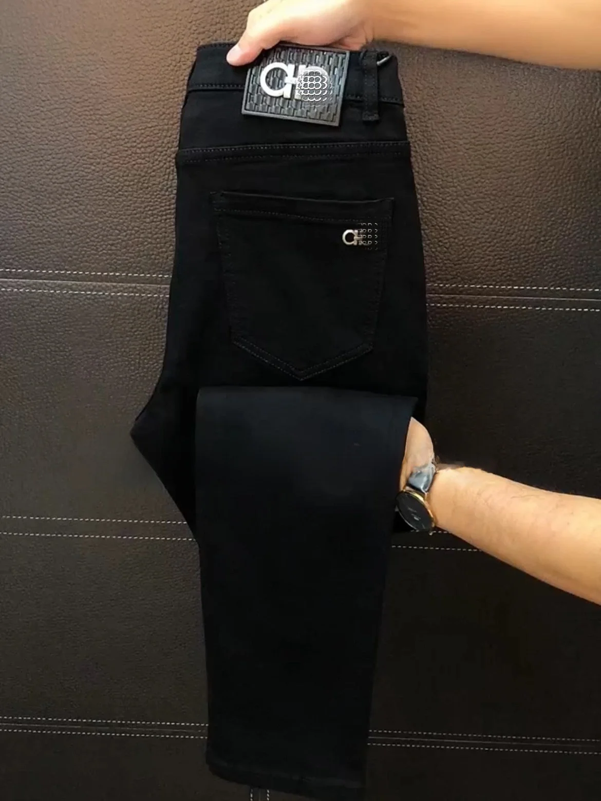 

Мужские весенние новые джинсы-слимфит, повседневные, с высокой эластичностью, модные, городские, молодежные, длинные брюки со средней посадкой на молнии