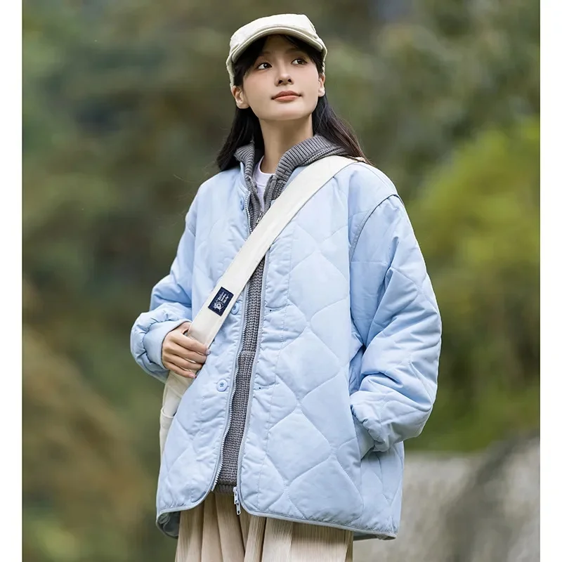 

Корейские женские модные парки с длинными рукавами, верхняя одежда, 2025 г., женская однотонная куртка-пуховик, зимнее женское пальто с хлопковой подкладкой для отдыха