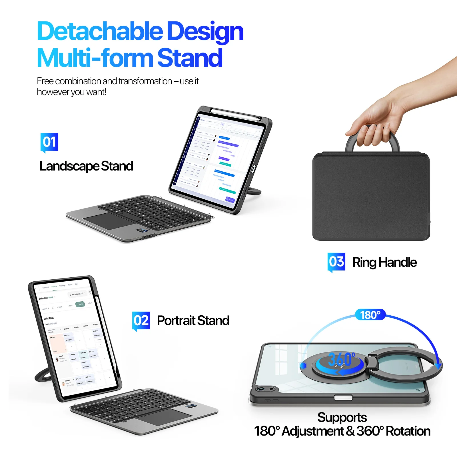 DUX DUCIS Bluetooth Keyboard with Touchpad for iPad 11inch,Compatible with iPad Pro 2025,iPad Air 7/6/5 Keyboard Protective Case