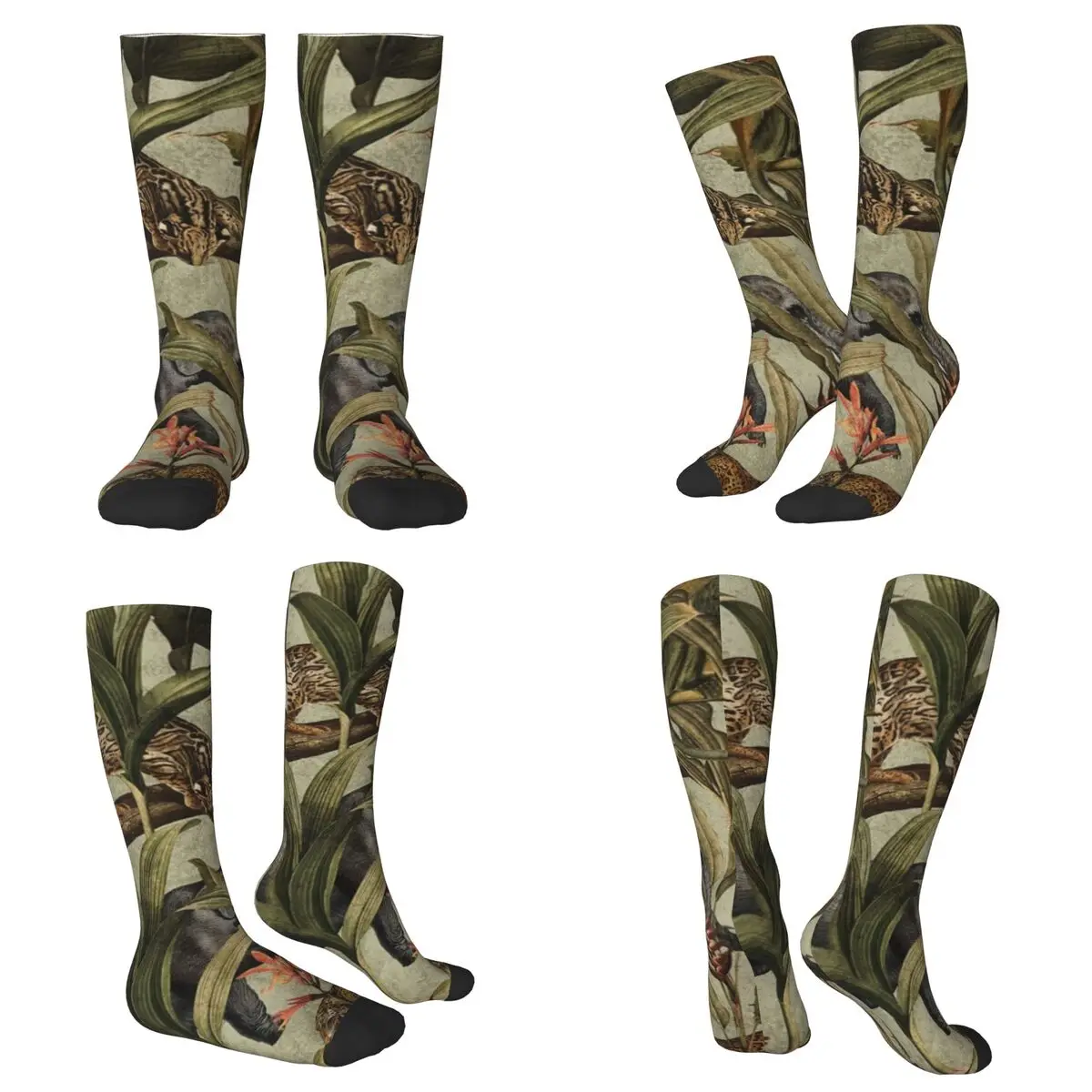 

Всесезонные винтажные носки с тропическими джунглями в стиле Харадзюку, впитывающие пот спортивные носки средней длины, мягкие чулки в стиле хип-хоп, женские подарки