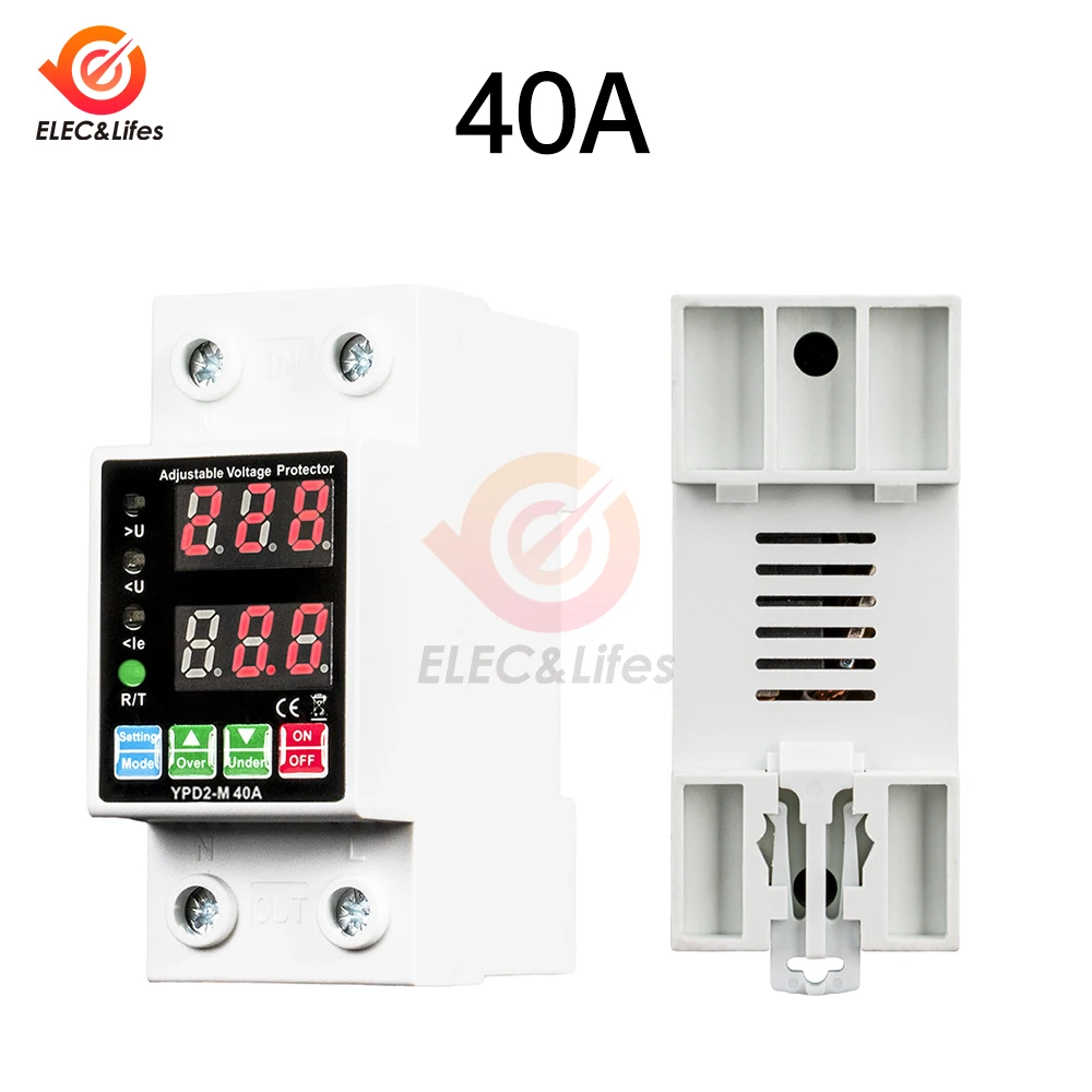 Voltmetro amperometro su guida DIN 2 IN 1 AC 220V 40A 63A Display a LED Display di tensione Display di corrente Alta definizione ad alta precisione