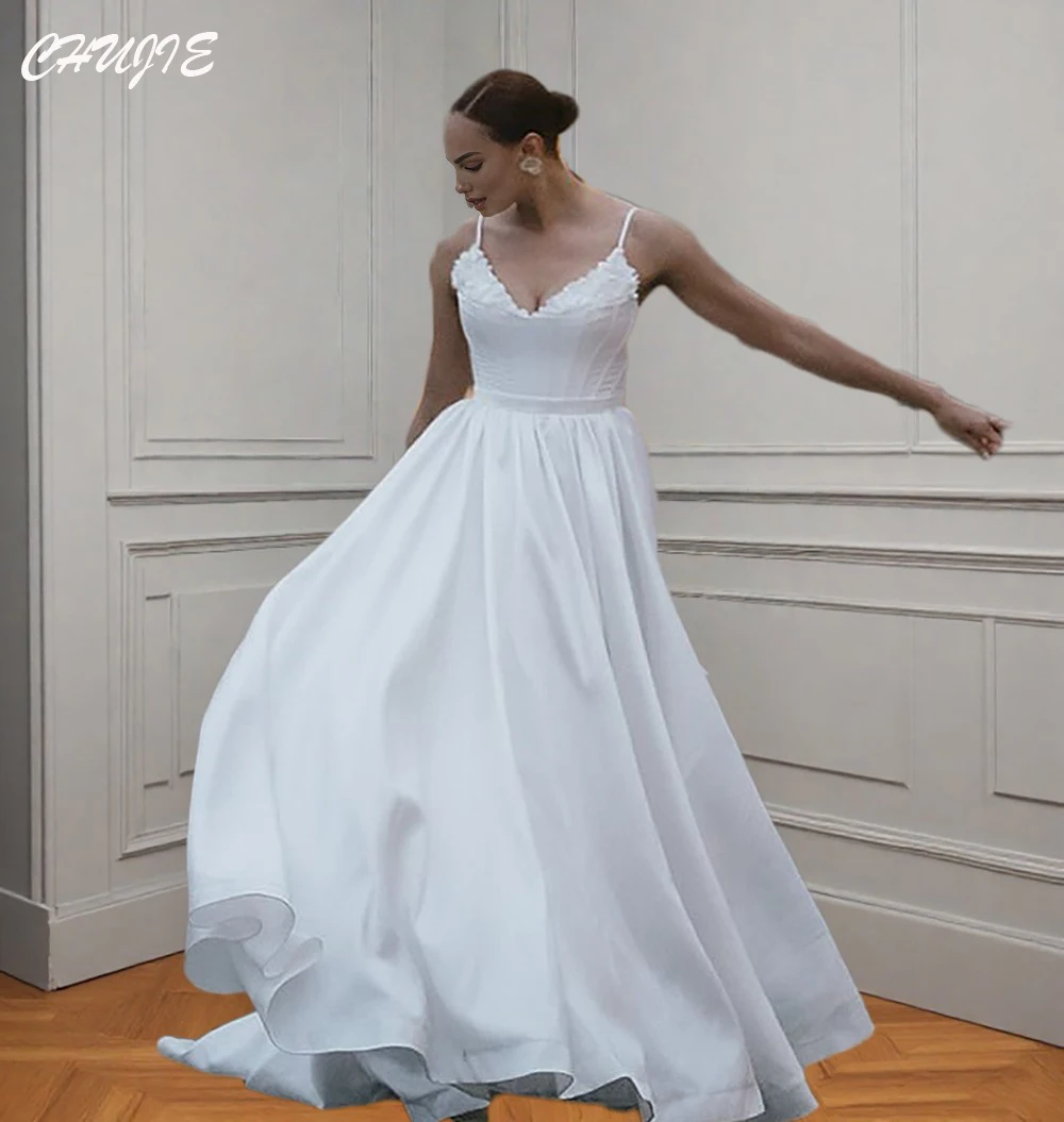 

White Vintage 100% Hand Made Wedding Dresses For Women With Train Customized Bridal Gowns A Line Lace Up Back Vestido de novia