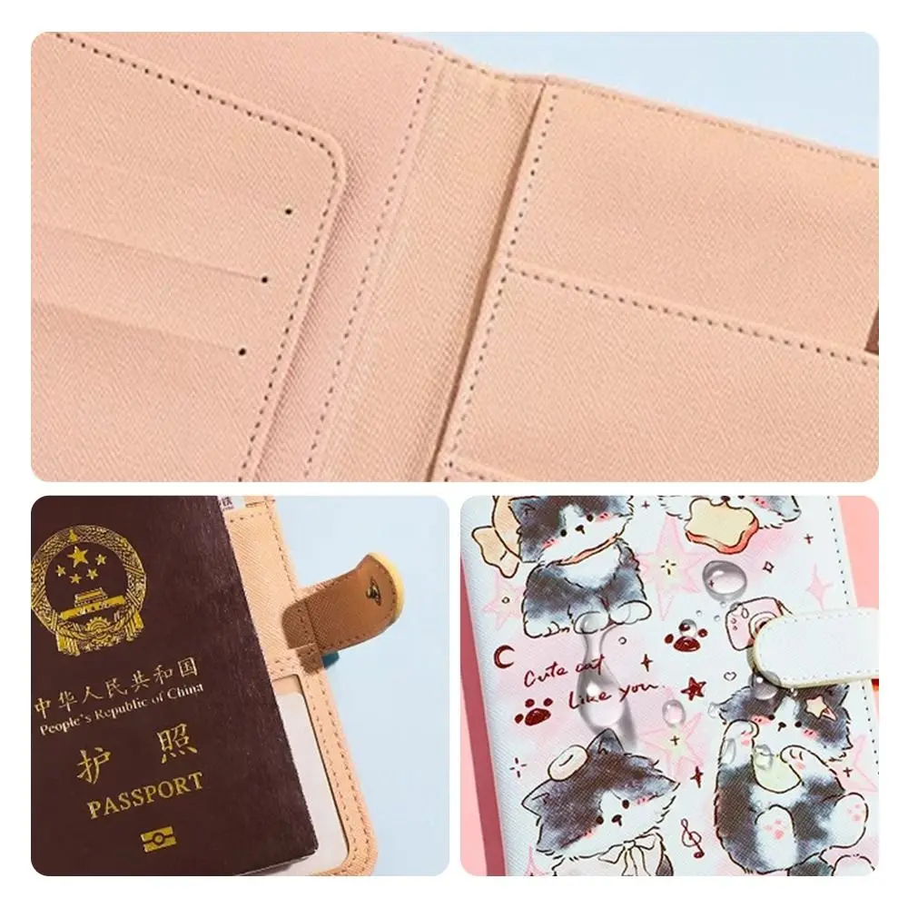 Portable Cartoon Passport Holder Waterproof Light-weight Passport Cover Pu Leather Multi-function Card Wallet Travel